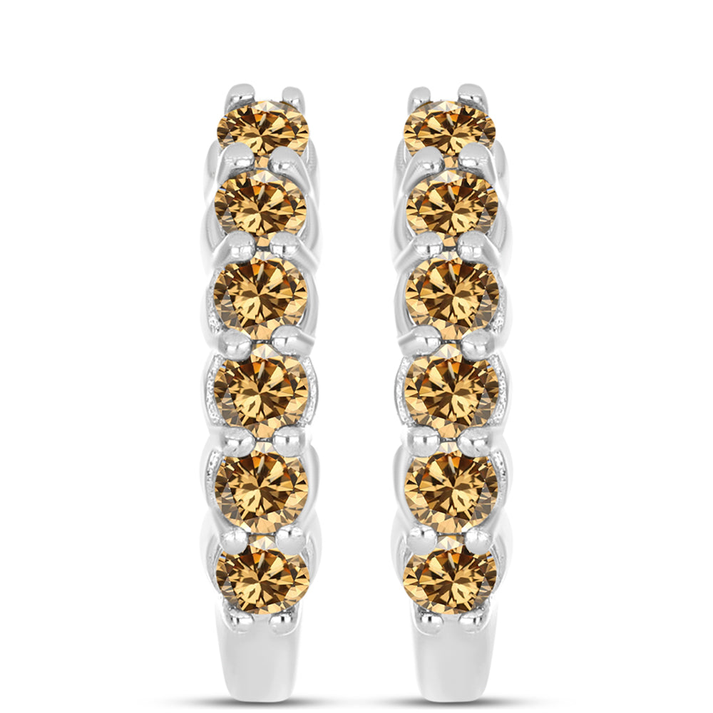 Cercei din Argint 925 ( 3.87 grame ) cu Moissanite Șampanie 0.75 Carate