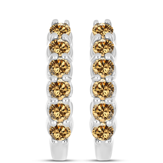 Cercei din Argint 925 ( 3.87 grame ) cu Moissanite Șampanie 0.75 Carate