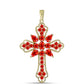 Cruce Pandantiv din Argint 925 Placat cu Aur ( 2.77 grame ) cu Opal Etiopian Lega Dembi Roșu 1.37 Carate