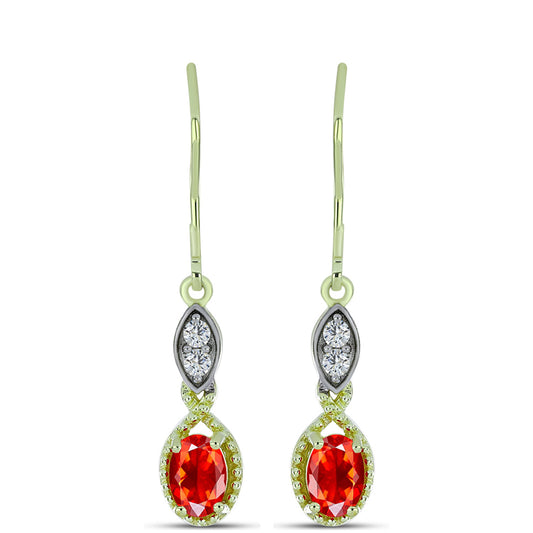 Cercei din Argint 925 Placat cu Aur ( 2.55 grame ) cu Opal Etiopian Lega Dembi Roșu și Topaz Alb 0.73 Carate