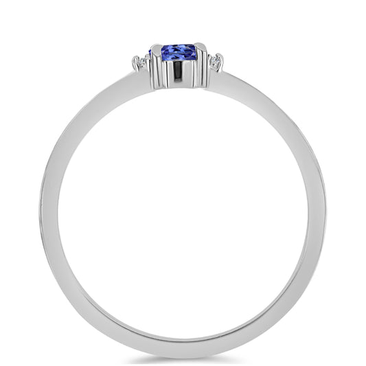 Inel din Argint 925 ( 1.29 grame ) cu Tanzanit AAA și Topaz Alb 0.18 Carate