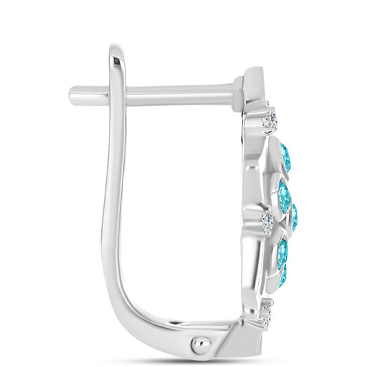 Cercei din Argint 925 ( 4.73 grame ) cu Cuarț Paraiba și Topaz Alb 0.59 Carate