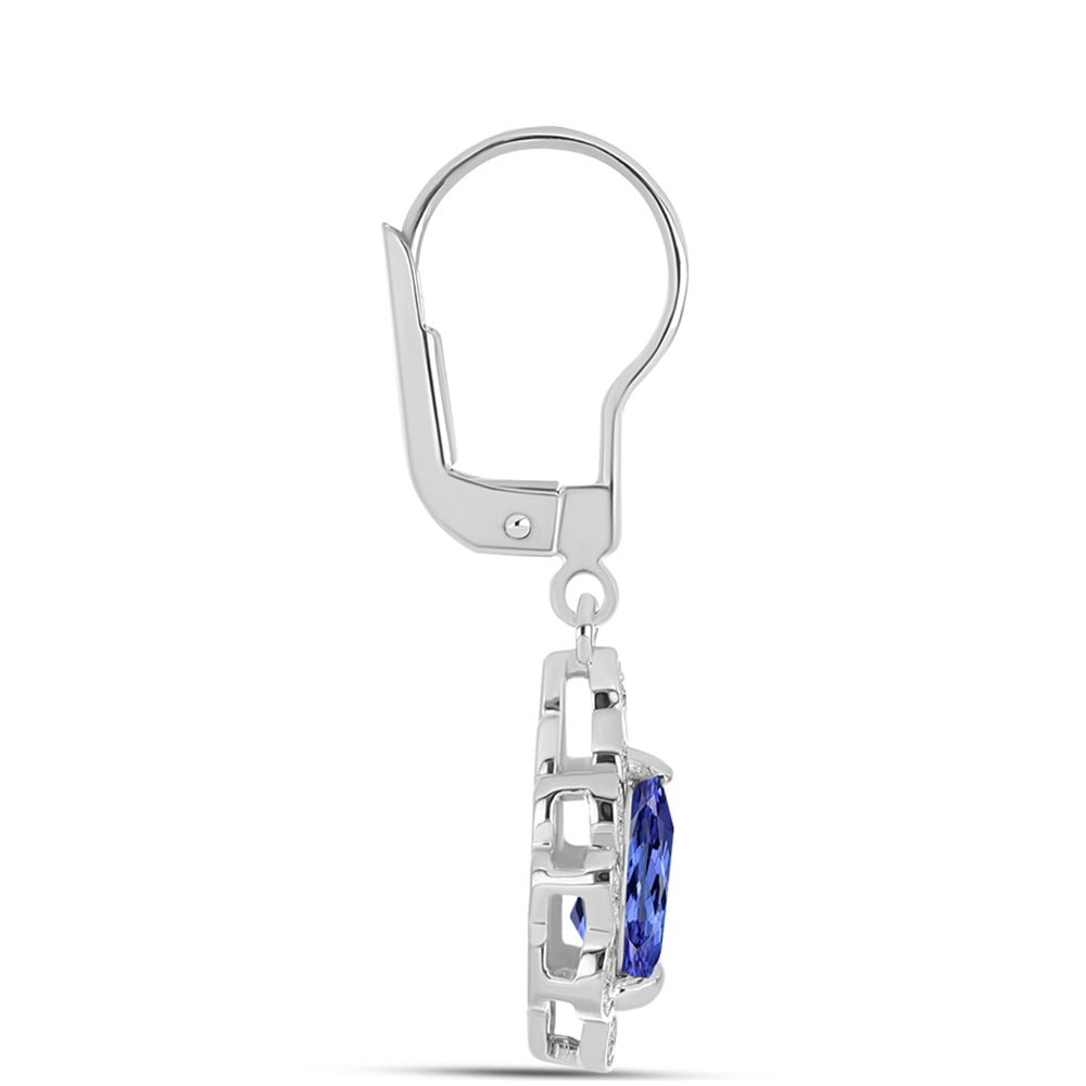 Cercei din Argint 925 ( 2.87 grame ) cu Tanzanit AAA și Topaz Alb 1.95 Carate 2 