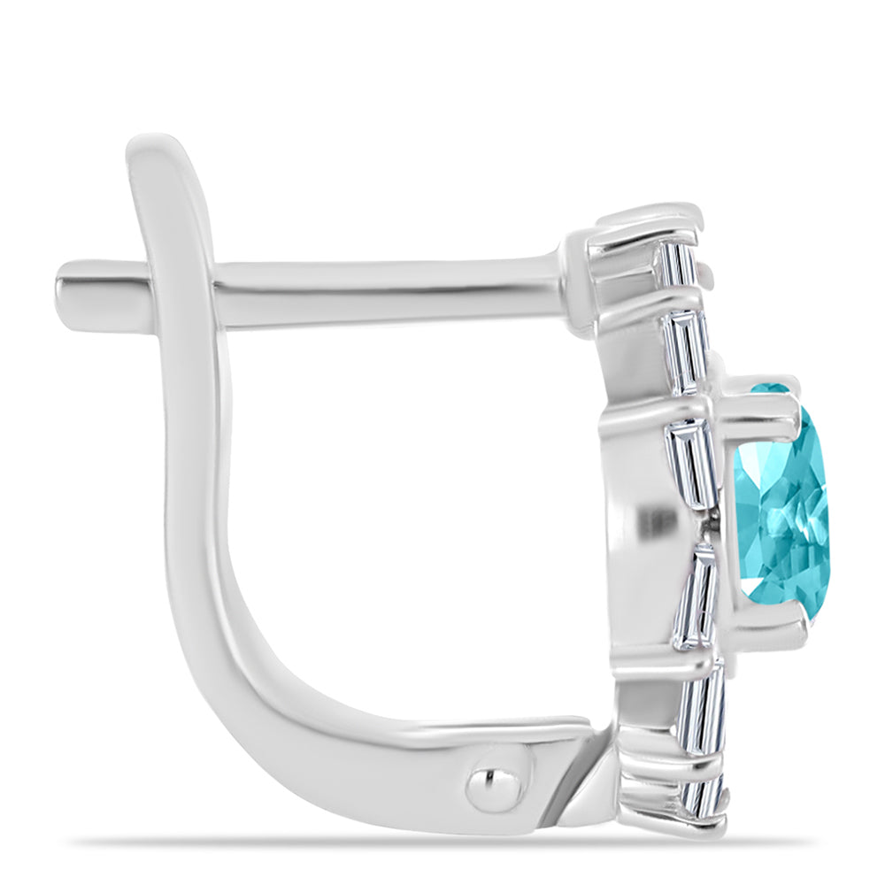 Cercei din Argint 925 ( 3.75 grame ) cu Cuarț Paraiba și Zircon Alb 2.74 Carate 2 