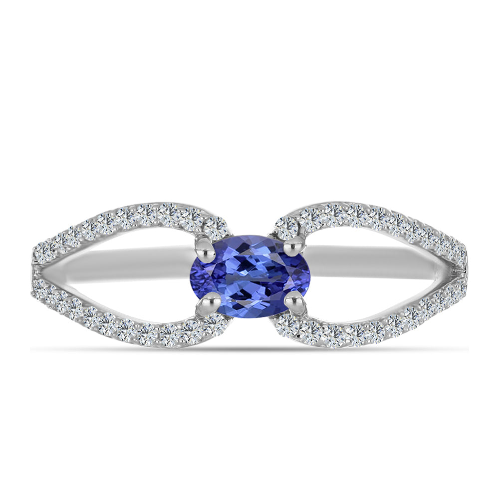 Inel din Argint 925 ( 2.05 grame ) cu Tanzanit AAA și Topaz Alb 0.78 Carate