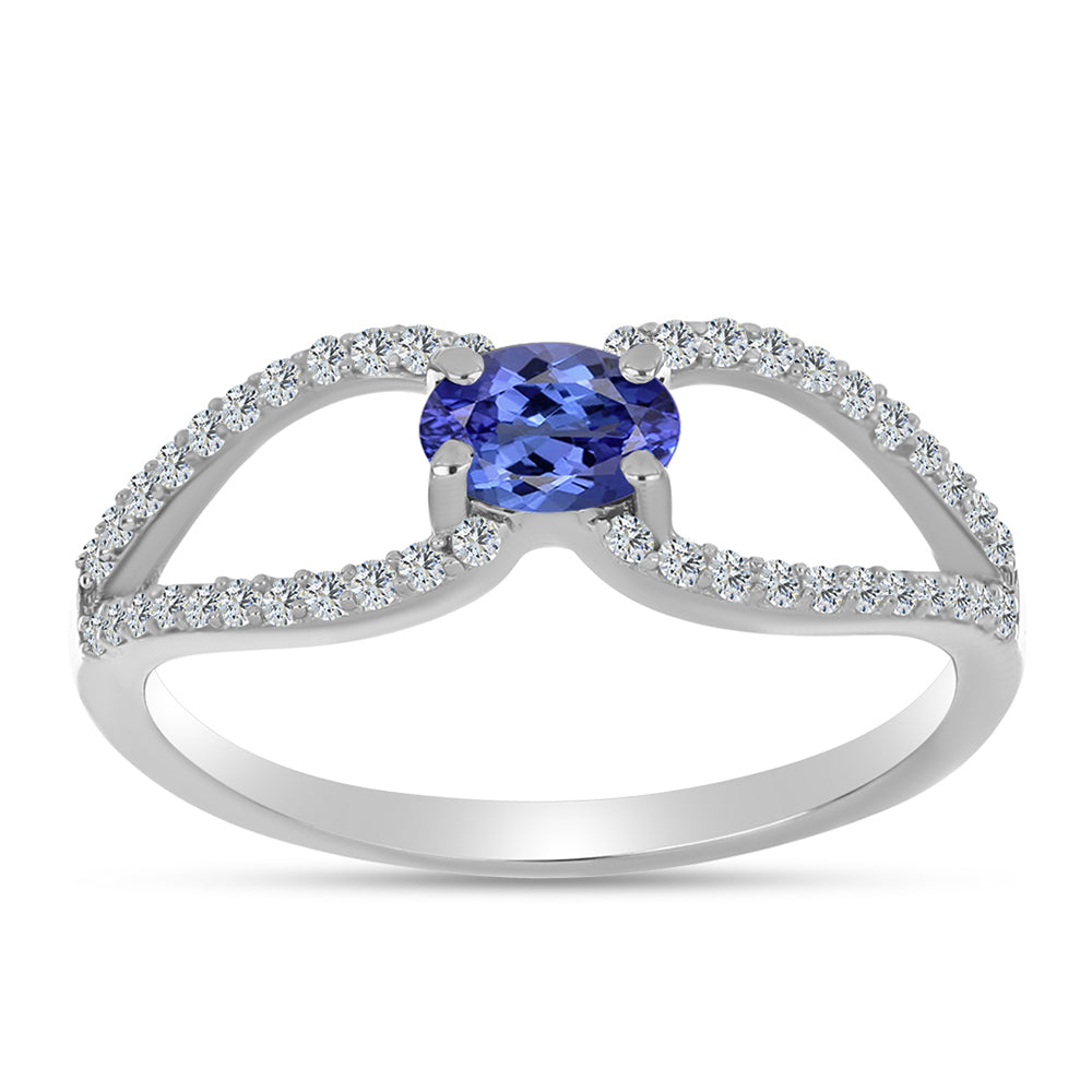 Inel din Argint 925 ( 2.05 grame ) cu Tanzanit AAA și Topaz Alb 0.78 Carate