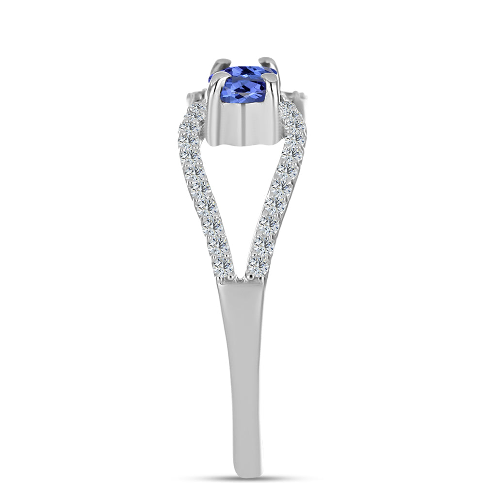 Inel din Argint 925 ( 2.05 grame ) cu Tanzanit AAA și Topaz Alb 0.78 Carate