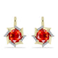 Cercei din Argint 925 Placat cu Aur ( 3.66 grame ) cu Opal Etiopian Lega Dembi Roșu și Topaz Alb 1.75 Carate