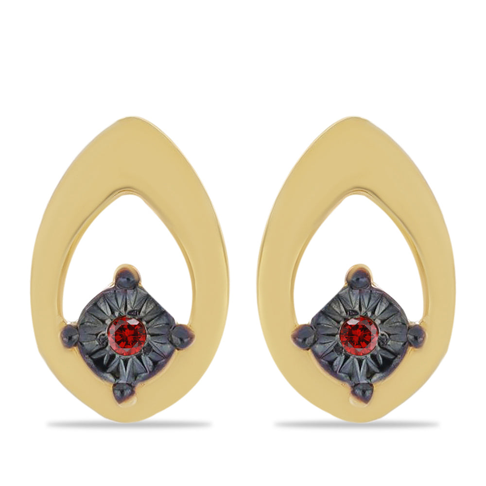 Cercei din Argint 925 Placat cu Aur ( 1.19 grame ) cu Diamant Roșu 0.01 Carate 1 