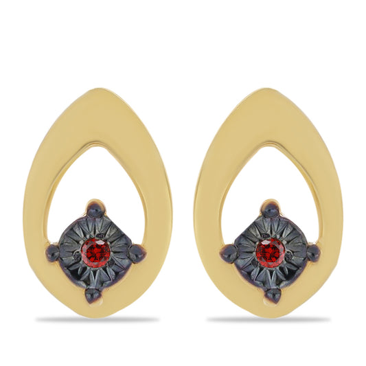Cercei din Argint 925 Placat cu Aur ( 1.19 grame ) cu Diamant Roșu 0.01 Carate