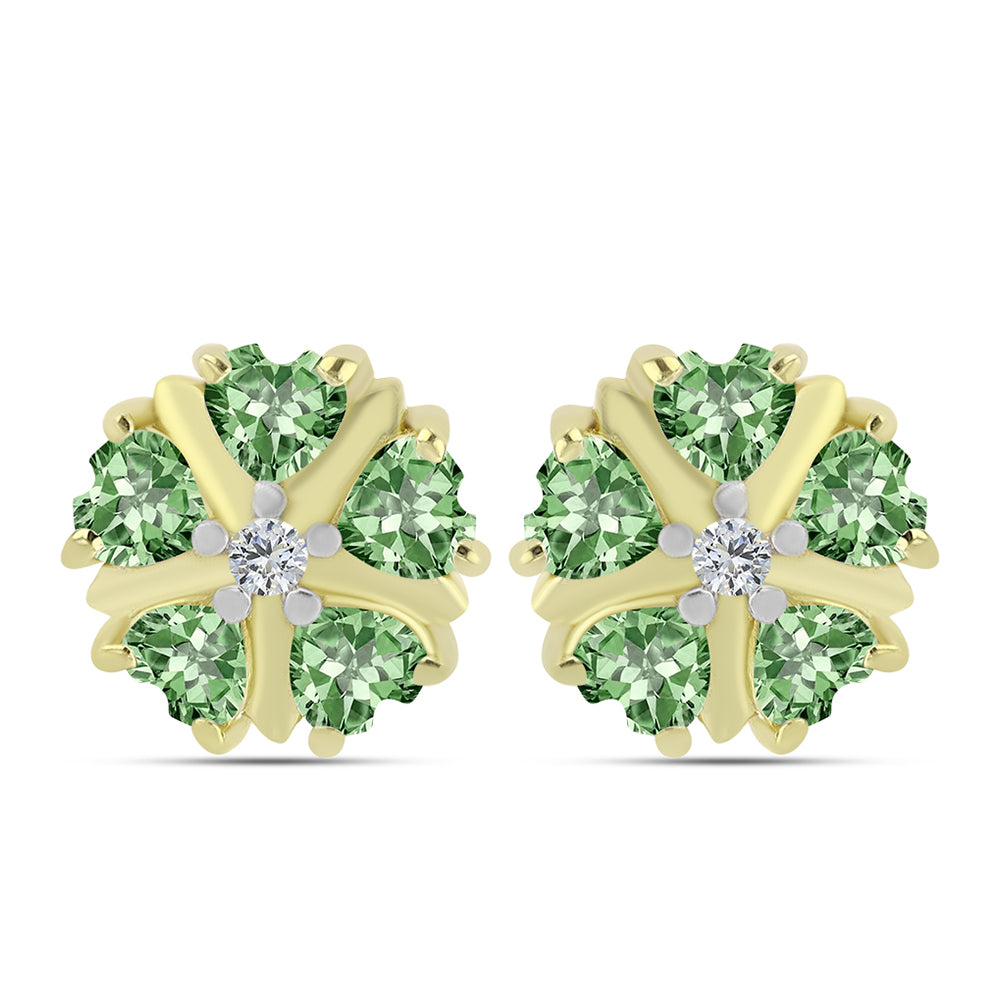 Cercei din Argint 925 Placat cu Aur ( 1.77 grame ) cu Ametist Verde și Topaz Alb 1.07 Carate