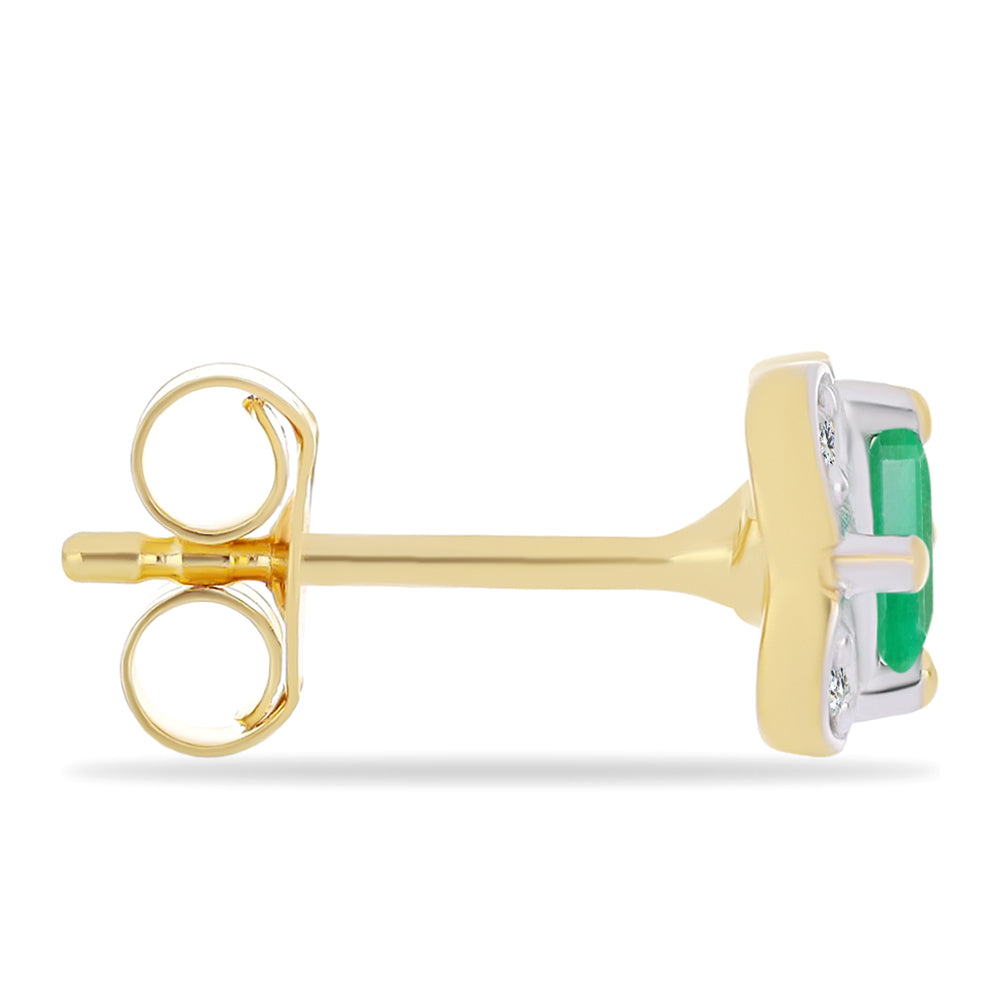 Cercei din Argint 925 Placat cu Aur ( 1.37 grame ) cu Smarald Brazilian și Zircon Alb 0.43 Carate