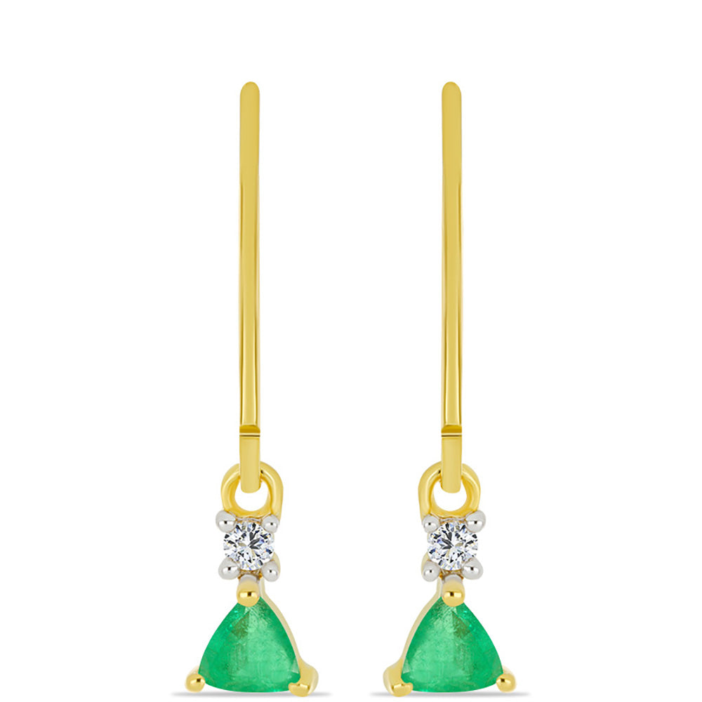 Cercei din Argint 925 Placat cu Aur ( 1.47 grame ) cu Smarald Brazilian și Zircon Alb 0.48 Carate 1 