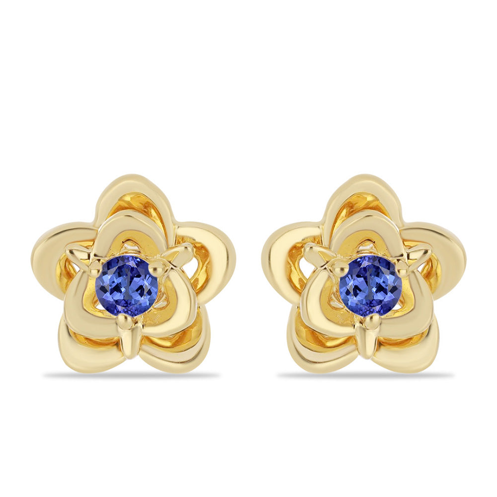 Cercei din Argint 925 Placat cu Aur ( 2.14 grame ) cu Tanzanit 0.26 Carate