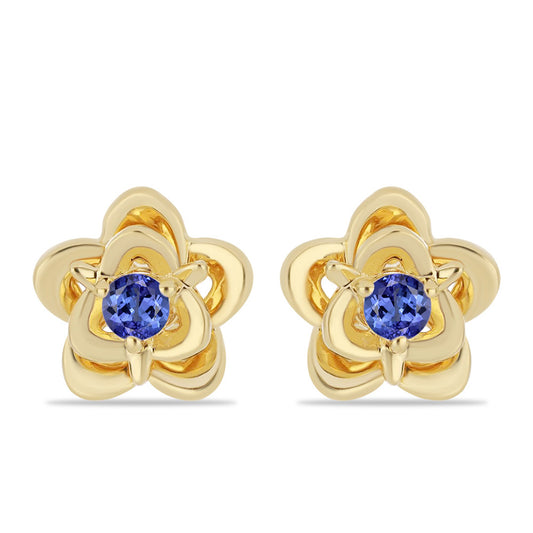 Cercei din Argint 925 Placat cu Aur ( 2.14 grame ) cu Tanzanit 0.26 Carate