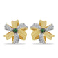 Cercei din Argint 925 Placat cu Aur ( 2 grame ) cu Diamant Verde și Zircon Alb 0.29 Carate