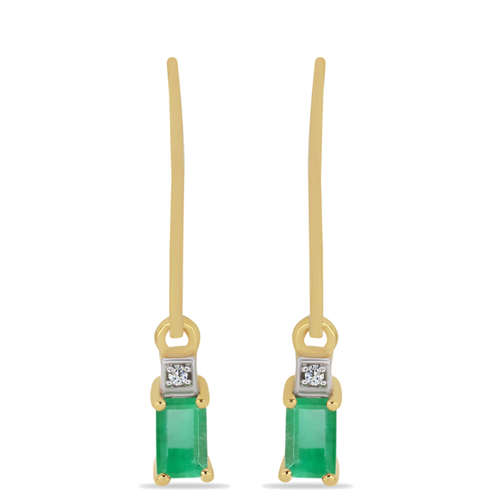 Cercei din Argint 925 Placat cu Aur ( 1.55 grame ) cu Smarald Brazilian și Zircon Alb 0.62 Carate