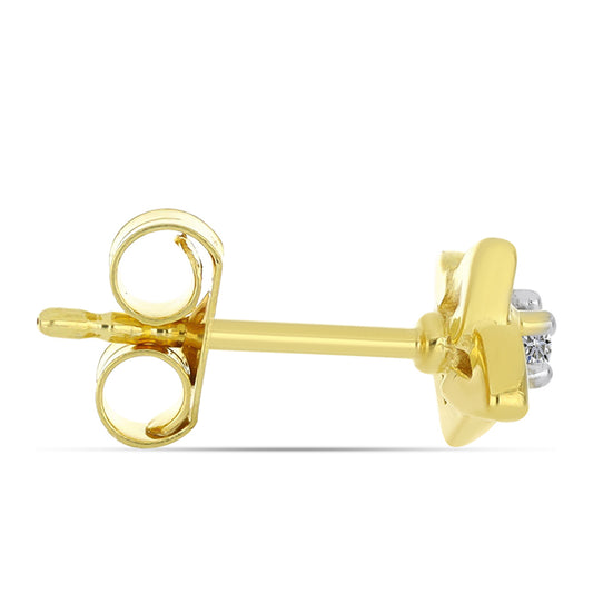 Cercei din Argint 925 Placat cu Aur ( 1.02 grame ) cu Diamant Alb 0.03 Carate