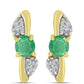 Cercei din Argint 925 Placat cu Aur ( 1.59 grame ) cu Smarald Brazilian și Zircon Alb Natural 0.63 Carate