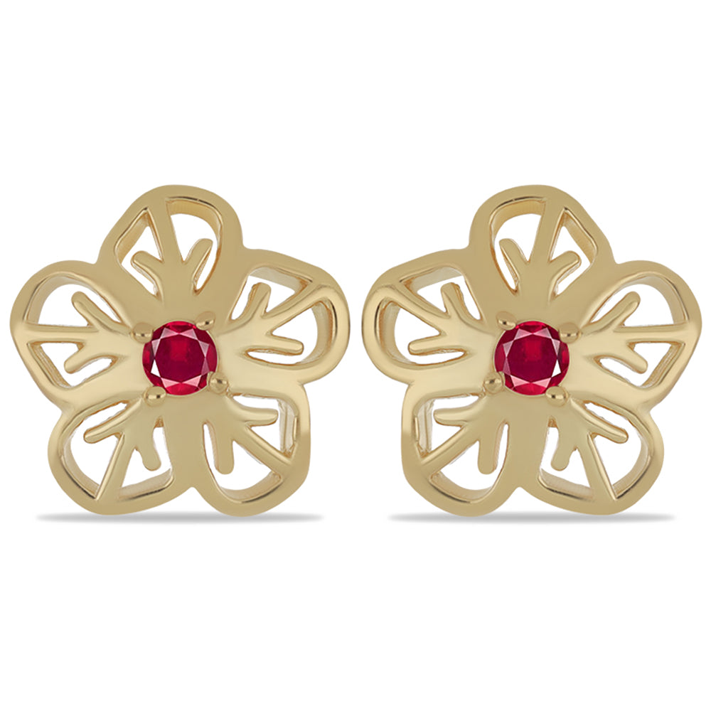 Cercei din Argint 925 Placat cu Aur ( 2.85 grame ) cu Rubelit Cruzeiro 0.3 Carate