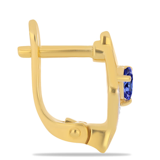 Cercei din Argint 925 Placat cu Aur ( 2.7 grame ) cu Tanzanit și Zircon Alb 0.33 Carate