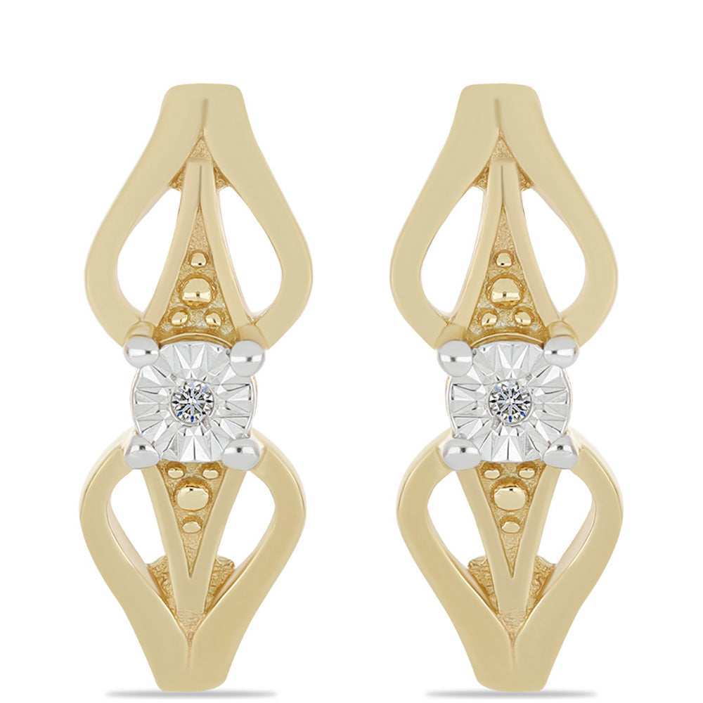 Cercei din Argint 925 Placat cu Aur ( 2.88 grame ) cu Diamant Alb 0.01 Carate 1 