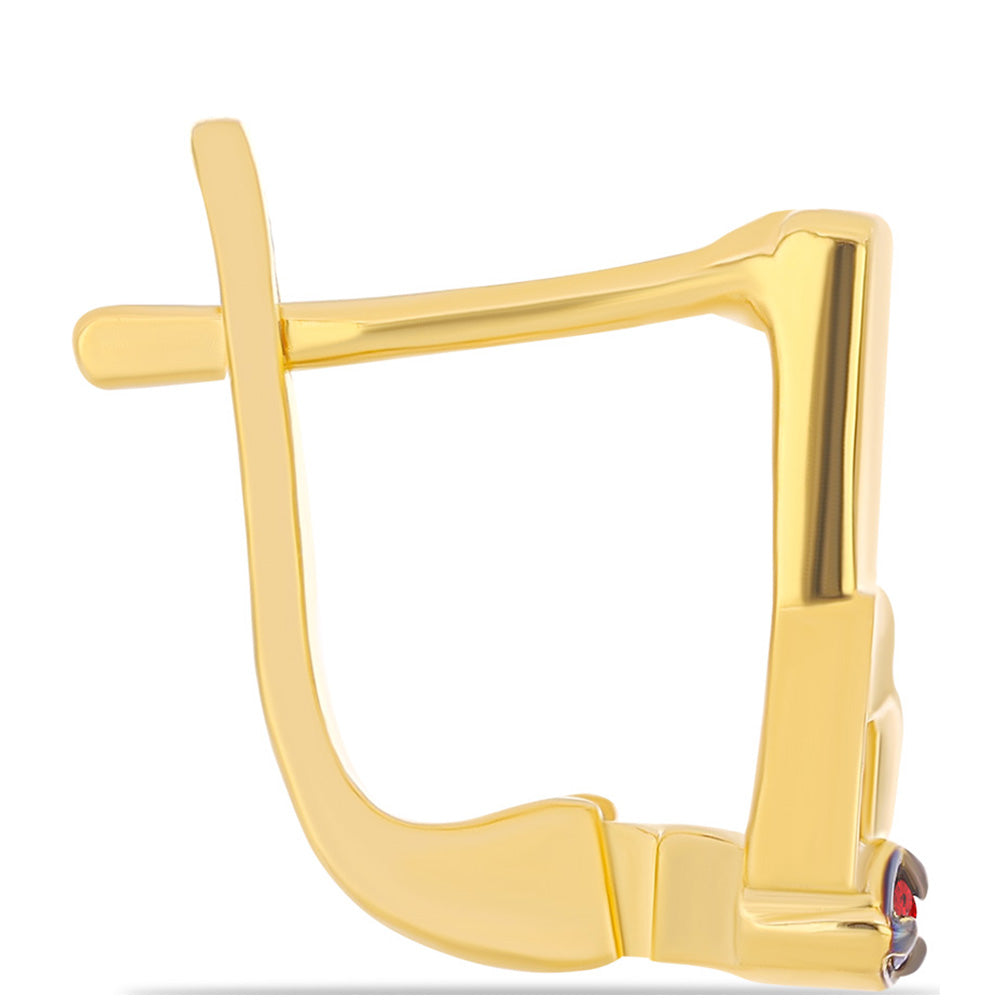 Cercei din Argint 925 Placat cu Aur ( 2.09 grame ) cu Diamant Roșu 0.02 Carate 2 