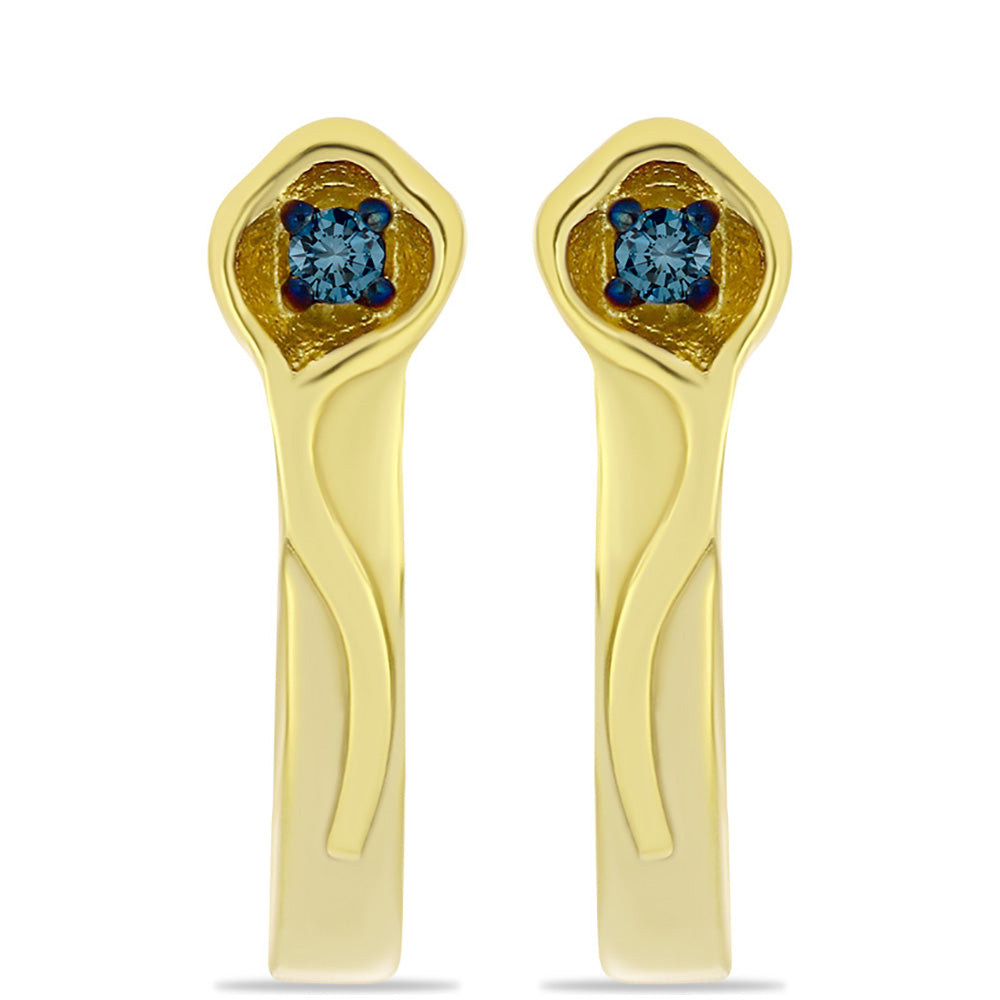 Cercei din Argint 925 Placat cu Aur ( 2.03 grame ) cu Diamant Albastru 0.03 Carate
