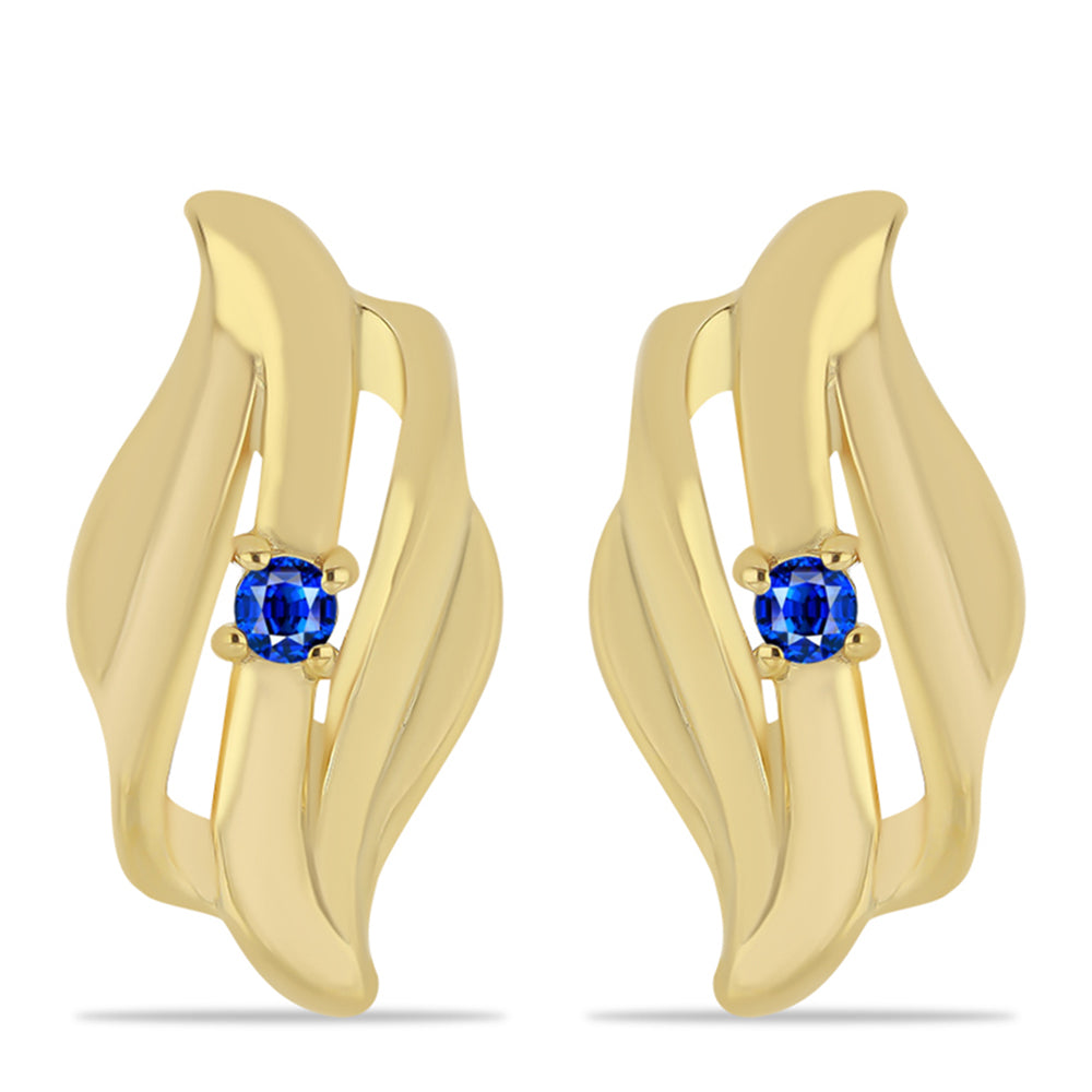 Cercei din Argint 925 Placat cu Aur ( 4.05 grame ) cu Safir Albastru Australian 0.12 Carate
