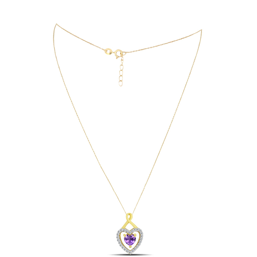 Colier din Argint 925 Placat cu Aur ( 2.38 grame ) cu Ametist Marocan și Zircon Alb 0.65 Carate 1 