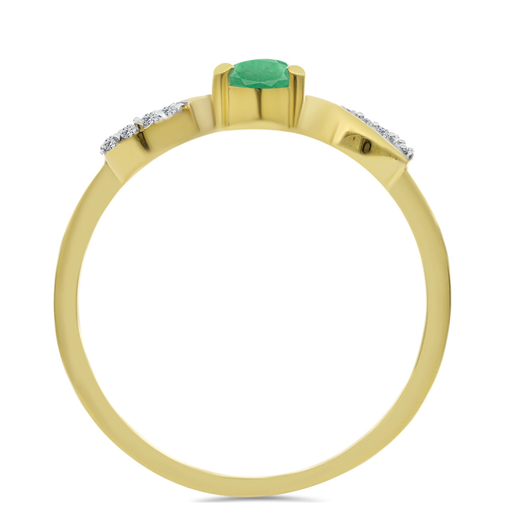 Inel din Argint 925 Placat cu Aur ( 1.53 grame ) cu Smarald Brazilian și Zircon Alb 0.45 Carate 2 