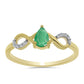 Inel din Argint 925 Placat cu Aur ( 1.53 grame ) cu Smarald Brazilian și Zircon Alb 0.45 Carate