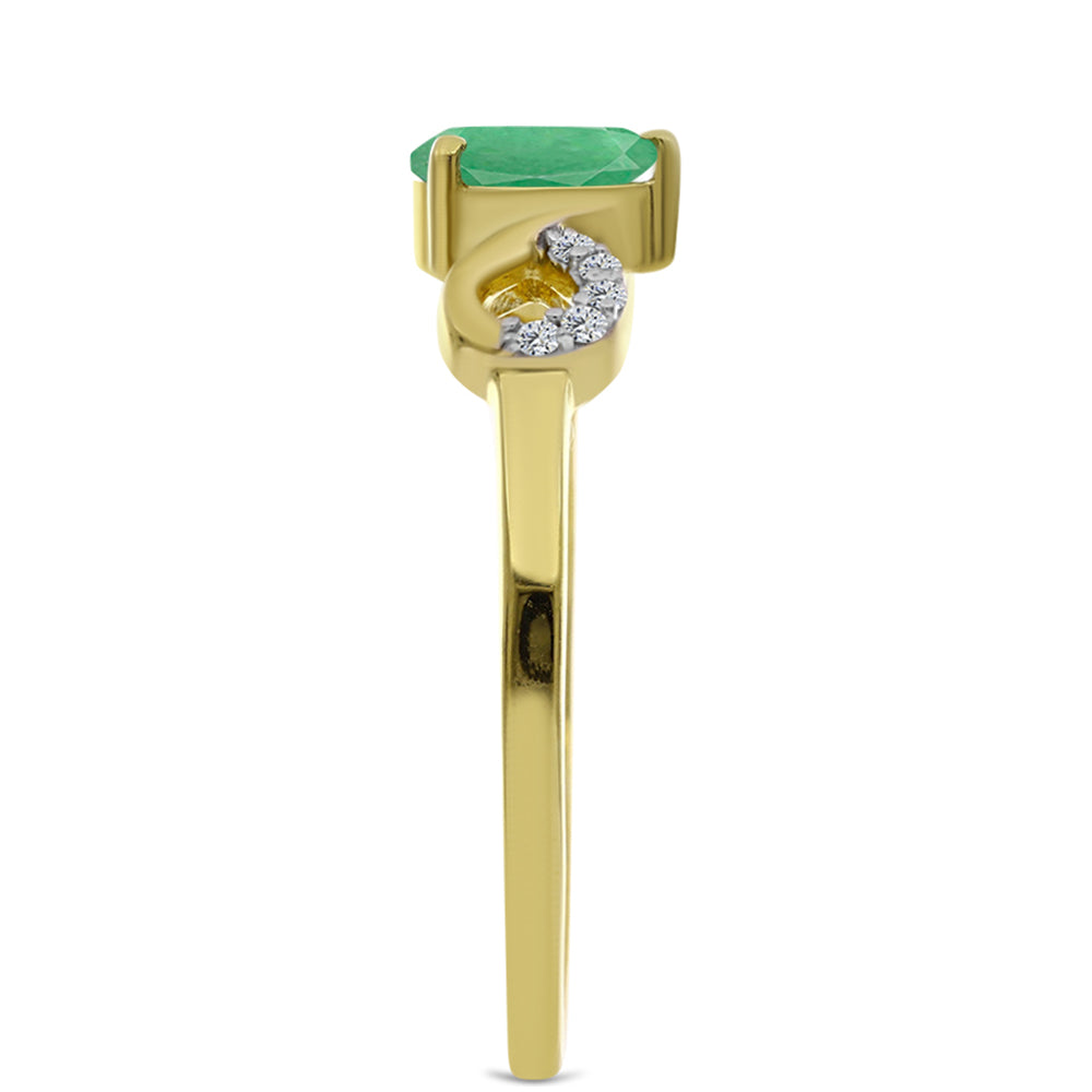 Inel din Argint 925 Placat cu Aur ( 1.53 grame ) cu Smarald Brazilian și Zircon Alb 0.45 Carate