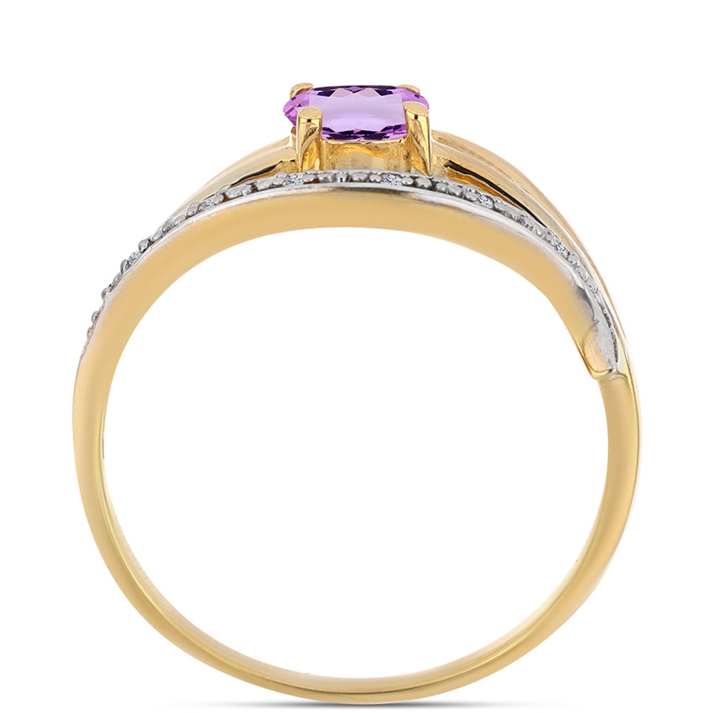 Inel din Argint 925 Placat cu Aur ( 2.72 grame ) cu Ametist Rose de France și Topaz Alb 0.46 Carate