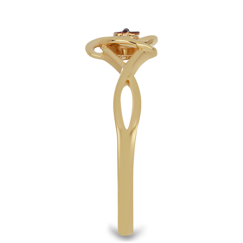 Inel din Argint 925 Placat cu Aur ( 2.45 grame ) cu Diamant Albastru 0.01 Carate 4 