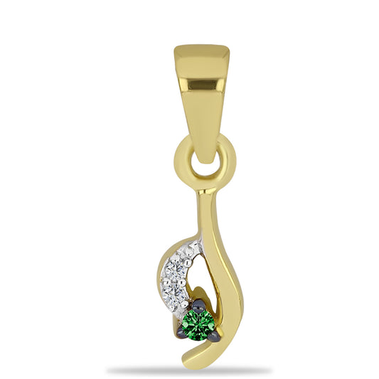 Pandantiv din Argint 925 Placat cu Aur ( 0.33 grame ) cu Diamant Verde și Zircon Alb 0.04 Carate