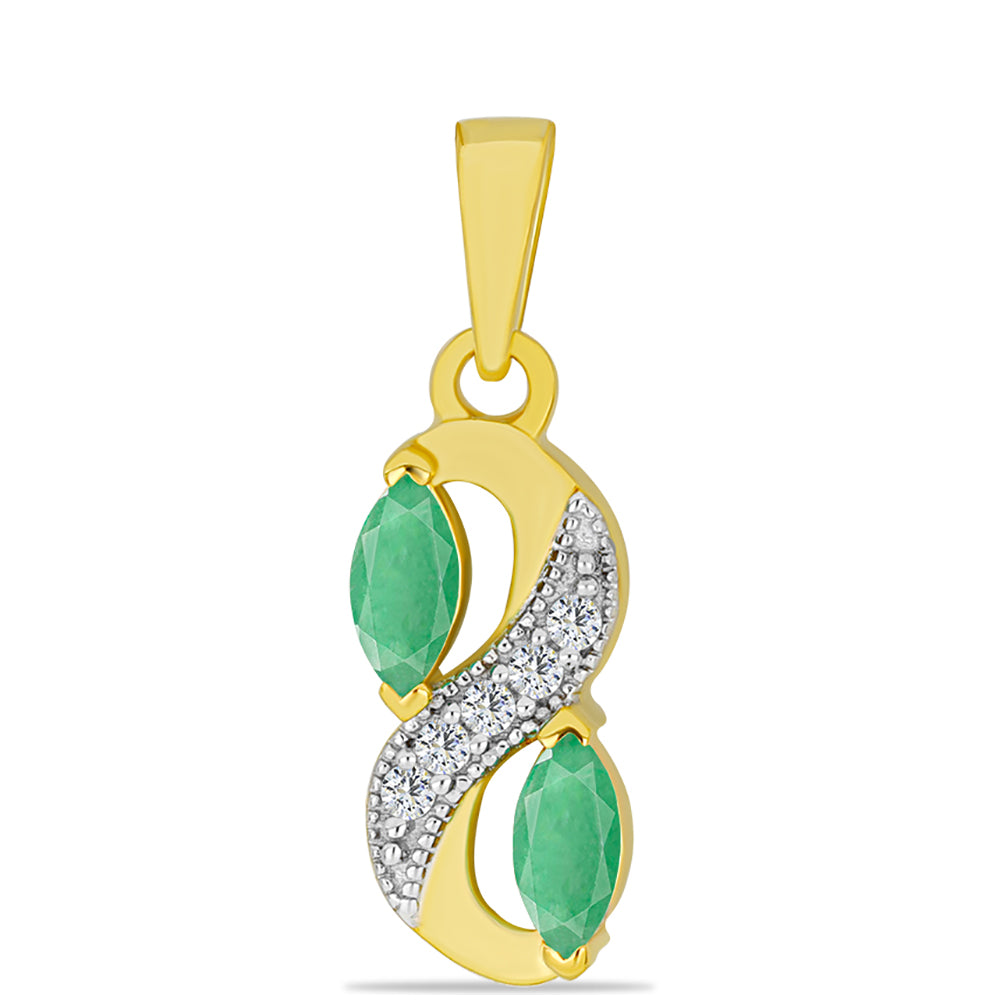 Pandantiv din Argint 925 Placat cu Aur ( 1.39 grame ) cu Smarald Brazilian și Zircon Alb 0.58 Carate 1 