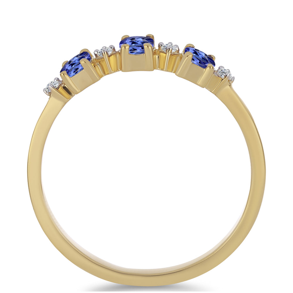 Inel din Argint 925 Placat cu Aur ( 1.5 grame ) cu Tanzanit și Zircon Alb 0.55 Carate