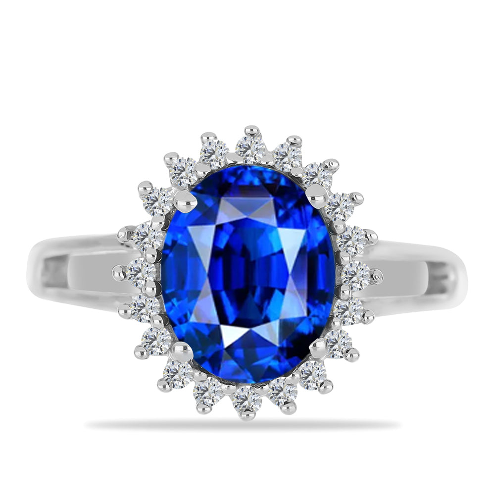 Inel din Argint 925 ( 2.71 grame ) cu Safir Sintetic și Zircon Alb 2.35 Carate