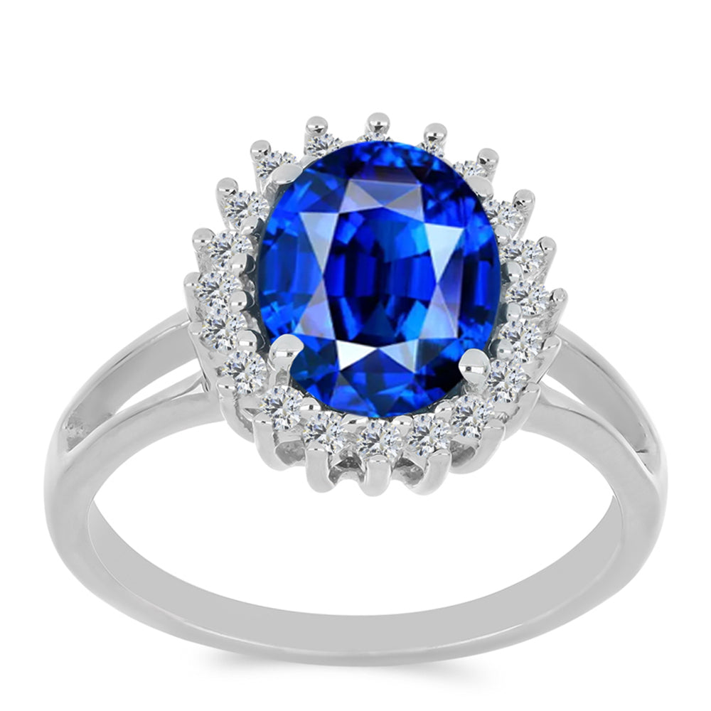 Inel din Argint 925 ( 2.71 grame ) cu Safir Sintetic și Zircon Alb 2.35 Carate 3 