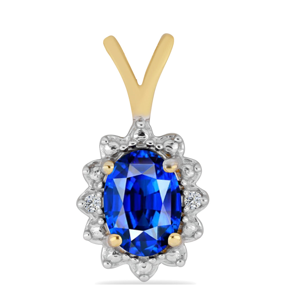 Pandantiv din Argint 925 Placat cu Aur ( 0.65 grame ) cu Safir Albastru Australian și Zircon Alb 1.15 Carate 1 