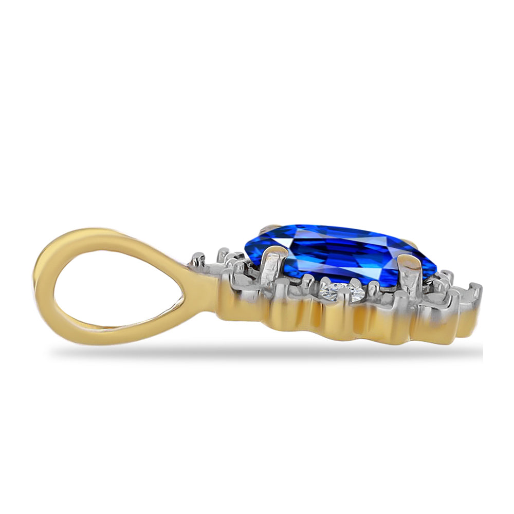 Pandantiv din Argint 925 Placat cu Aur ( 0.65 grame ) cu Safir Albastru Australian și Zircon Alb 1.15 Carate 2 