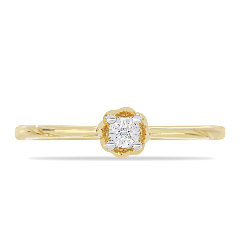 Inel din Argint 925 Placat cu Aur ( 1.17 grame ) cu Diamant Alb 0.01 Carate 1 