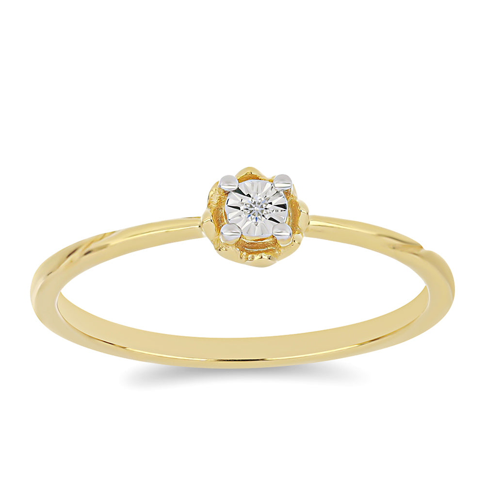 Inel din Argint 925 Placat cu Aur ( 1.17 grame ) cu Diamant Alb 0.01 Carate 3 