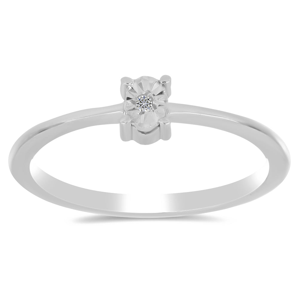 Inel din Argint 925 ( 1.46 grame ) cu Diamant Alb 0.01 Carate 3 