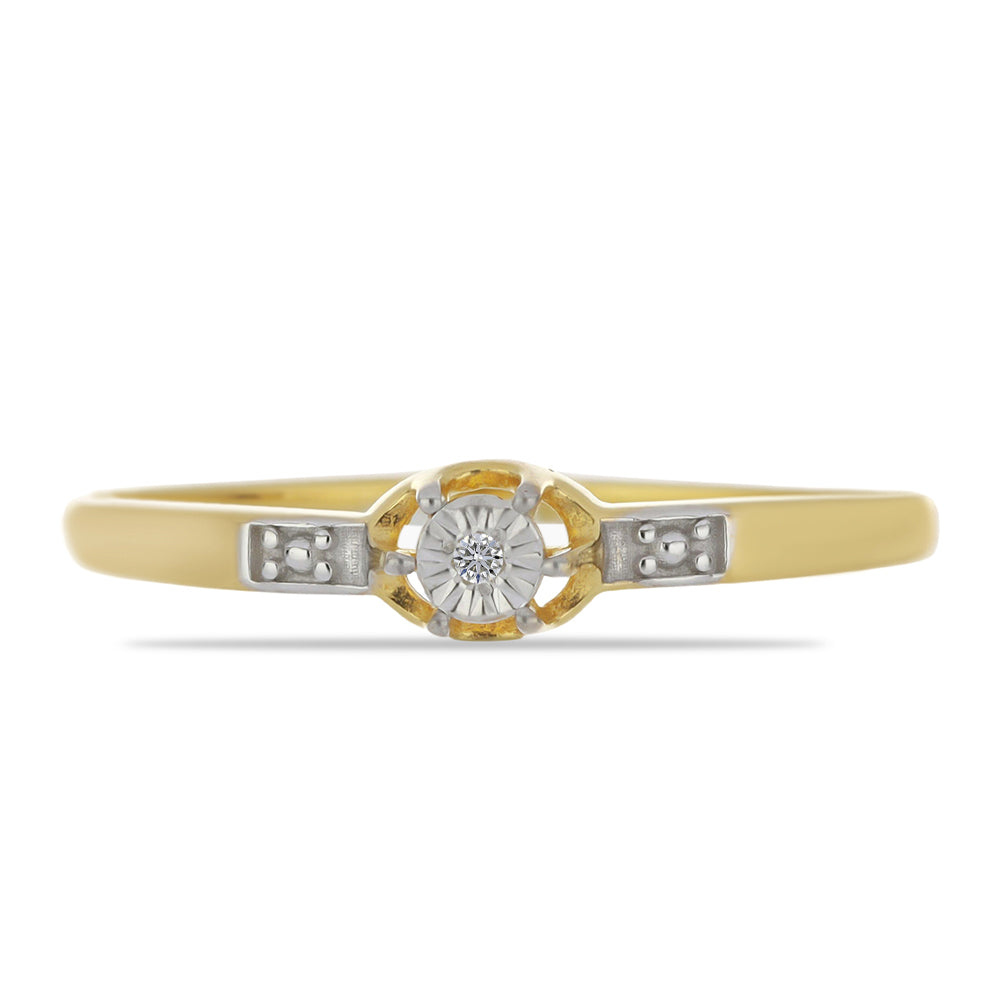 Inel din Argint 925 Placat cu Aur ( 1.42 grame ) cu Diamant Alb 0.01 Carate