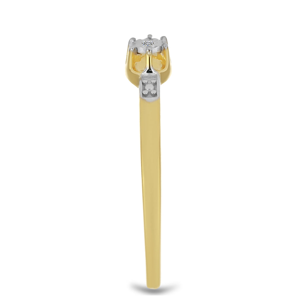 Inel din Argint 925 Placat cu Aur ( 1.42 grame ) cu Diamant Alb 0.01 Carate 4 