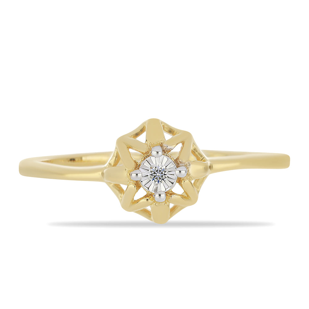 Inel din Argint 925 Placat cu Aur ( 1.51 grame ) cu Diamant Alb 0.01 Carate 1 