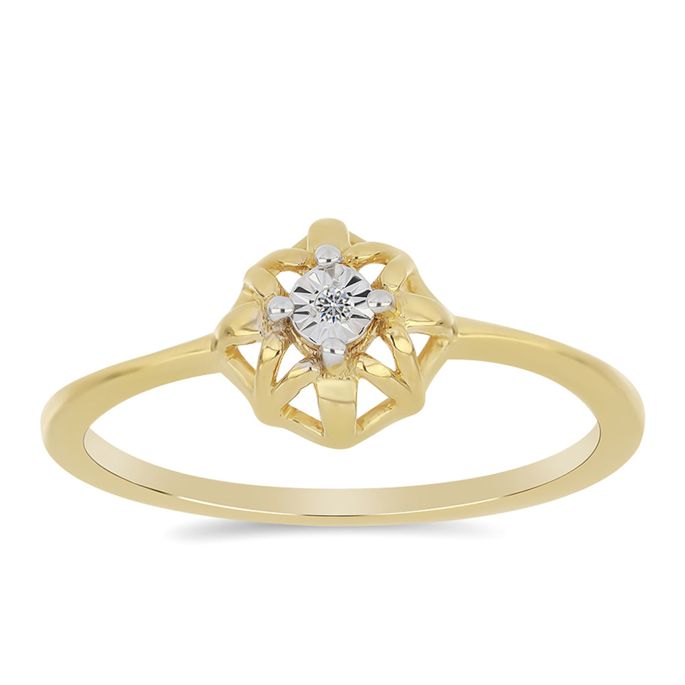 Inel din Argint 925 Placat cu Aur ( 1.51 grame ) cu Diamant Alb 0.01 Carate