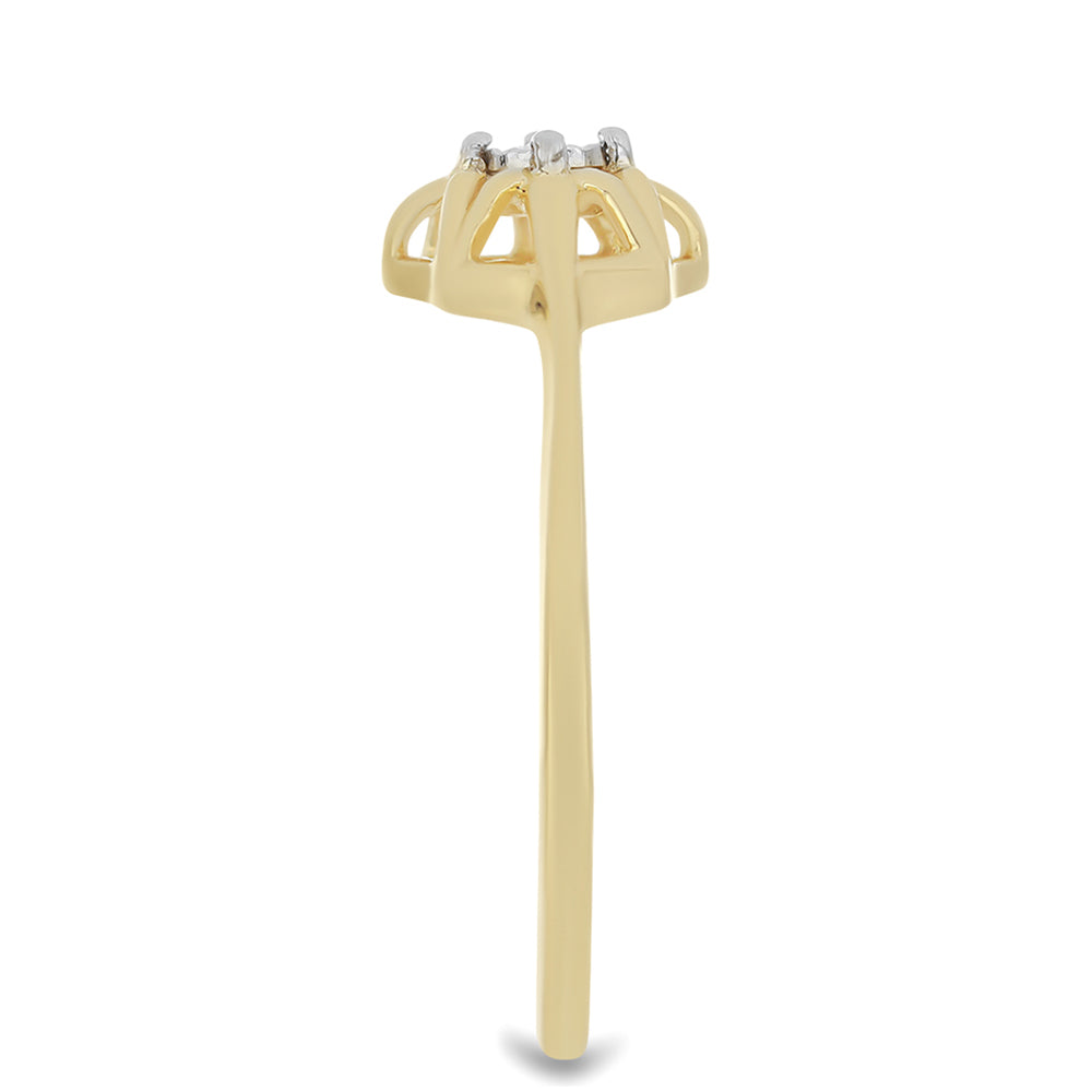 Inel din Argint 925 Placat cu Aur ( 1.51 grame ) cu Diamant Alb 0.01 Carate 4 